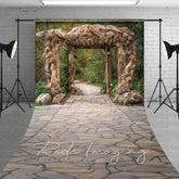 Aperturee - Aperturee Summer Floral Arch Pavilion Forest Path Sweep Backdrop